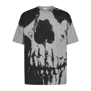 Alexander Mcqueen Relaxed Fit Grey T-Shirt With Striking Skull Graphic - NWT